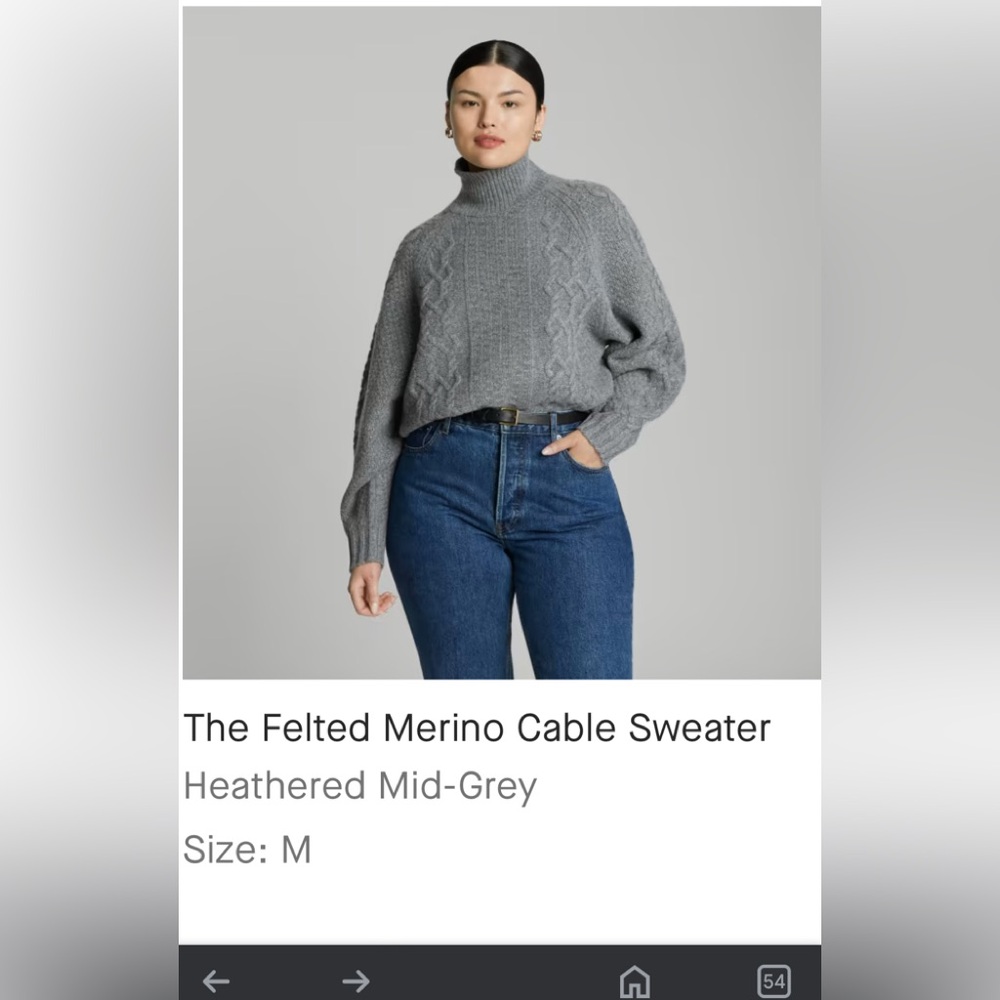 Everlane Felted Merino Cable Sweater - Gray